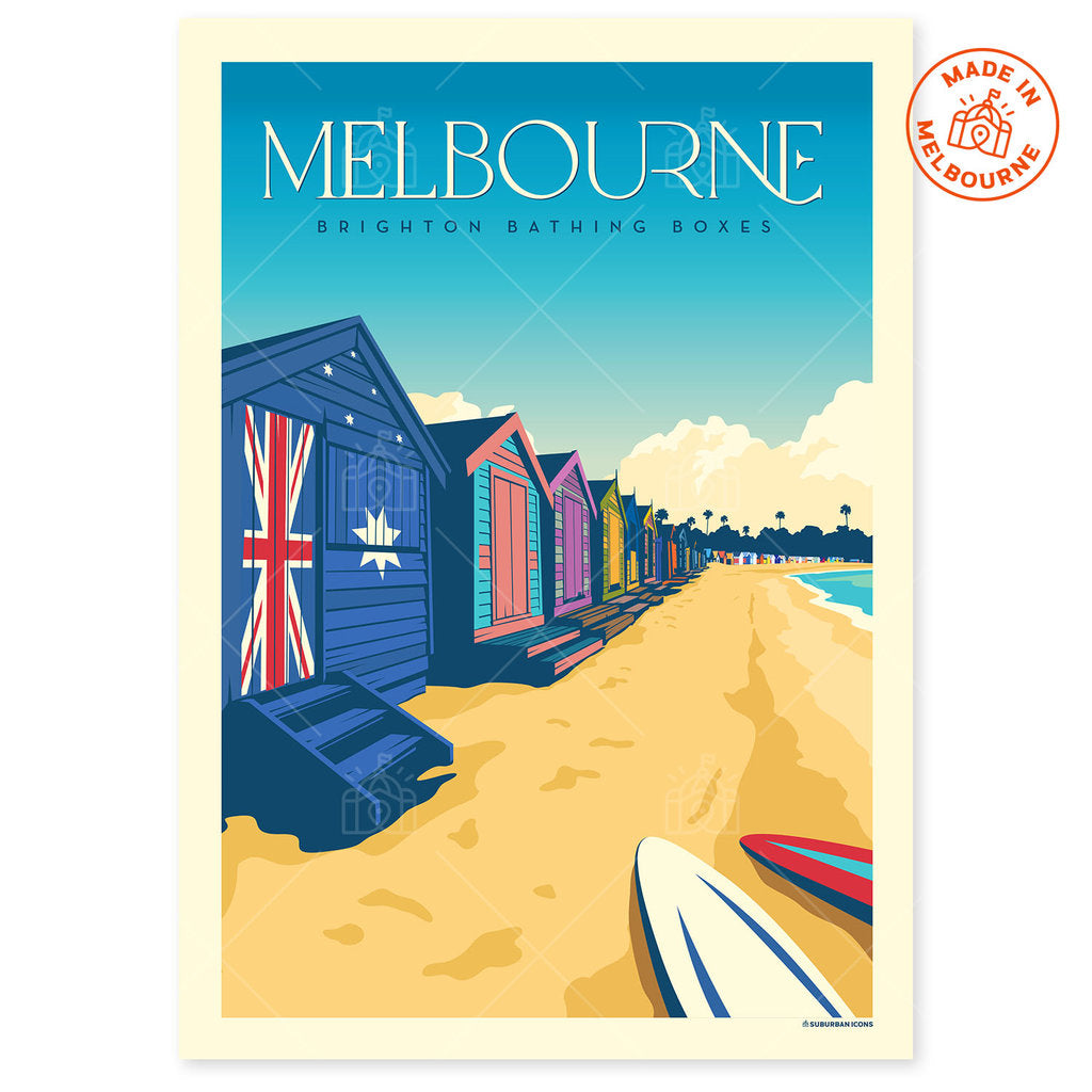 Brighton Bathing Boxes Melbourne Suburban Icon Poster