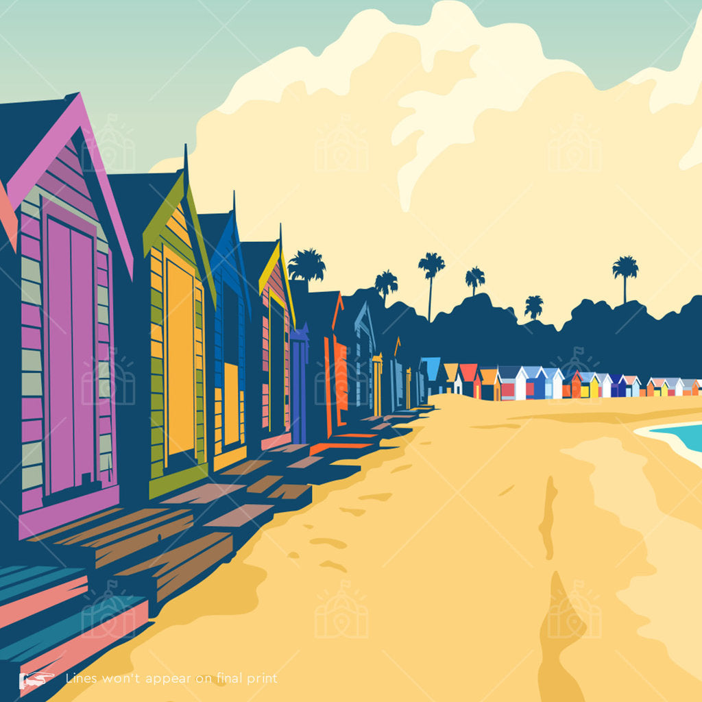 Brighton Bathing Boxes Melbourne Suburban Icon Poster
