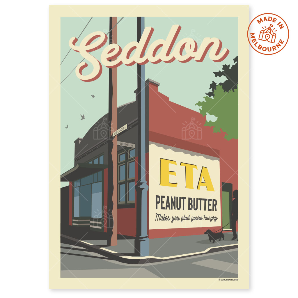 Seddon ETA Peanut Butter Sign Vintage Suburban Icon Poster
