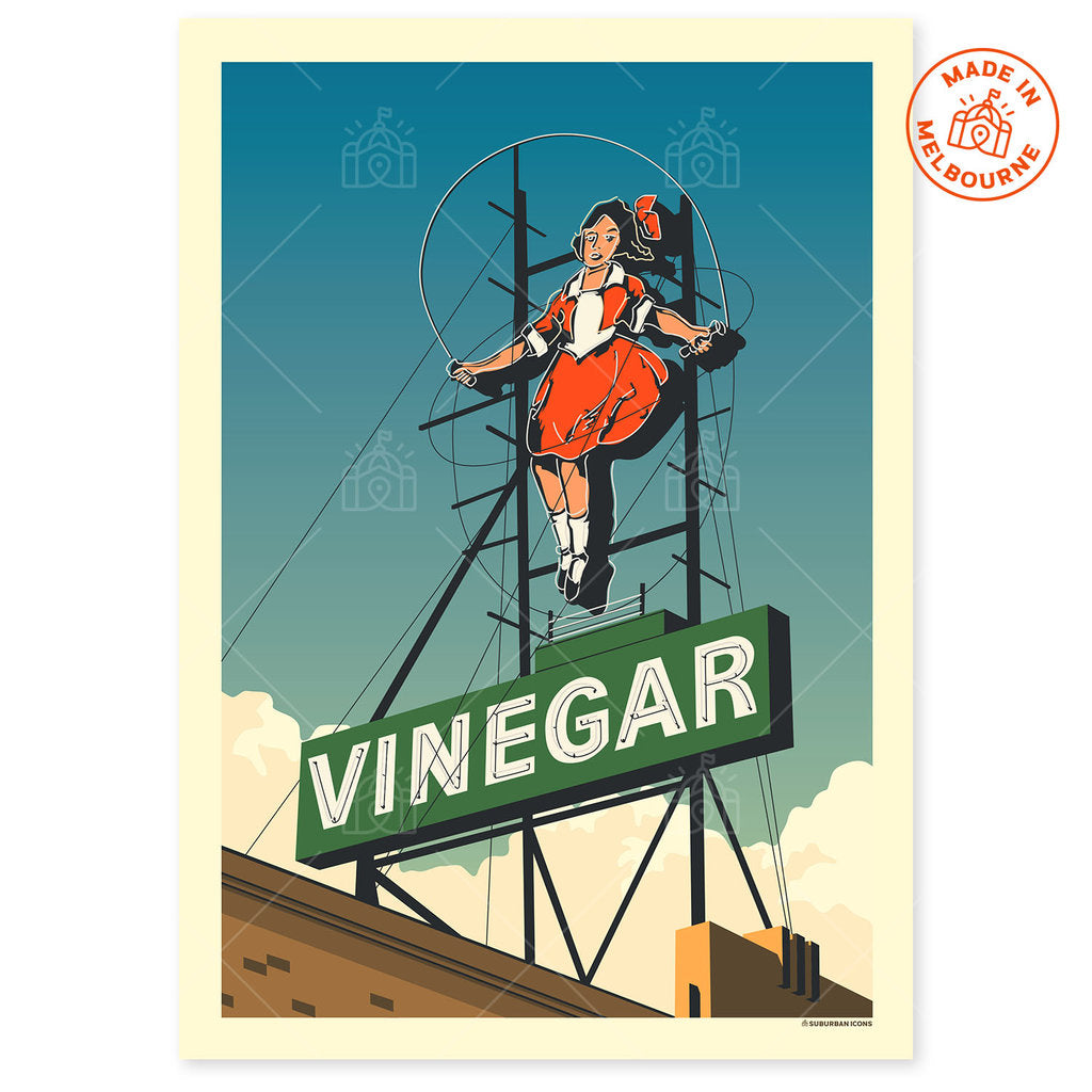 Skipping Girl Vinegar Melbourne Suburban Icon Poster