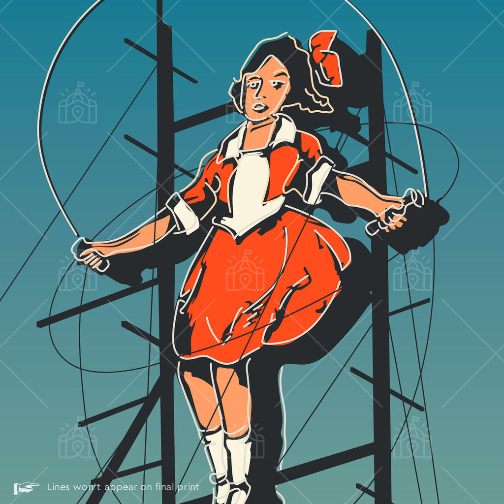 Skipping Girl Vinegar Melbourne Suburban Icon Poster