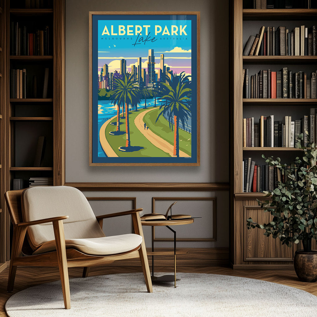 Albert Park Lake Sunset Suburban Icon Poster