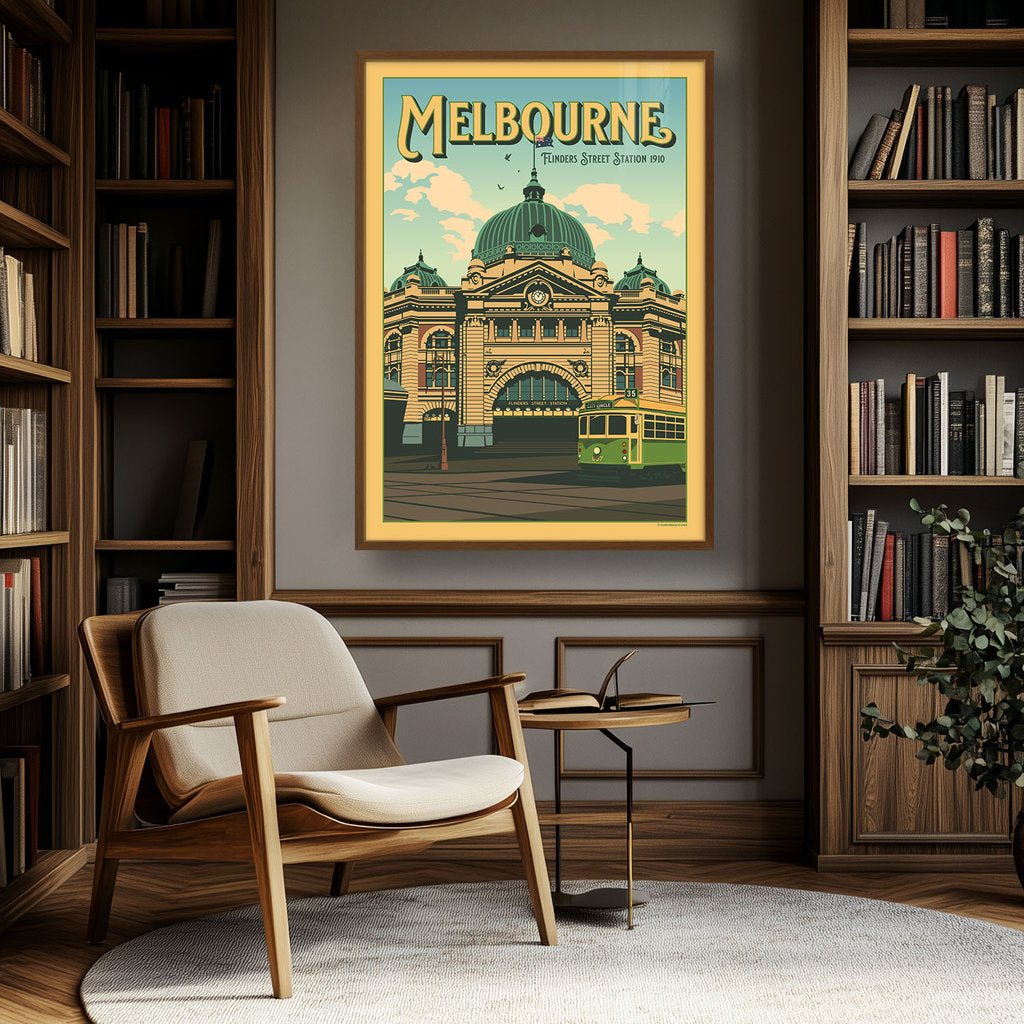 Flinders Street Station Melbourne Suburban Icon Poster