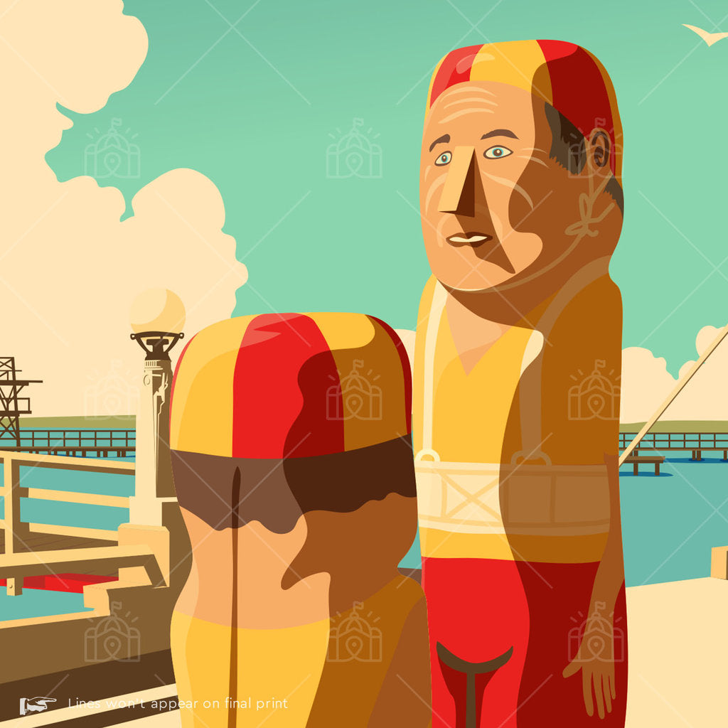 Geelong Art Bollards Eastern Beach Suburban Icon Poster