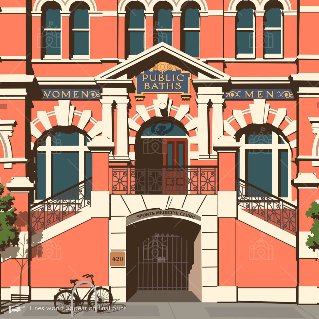 Melbourne City Baths Suburban Icon Poster
