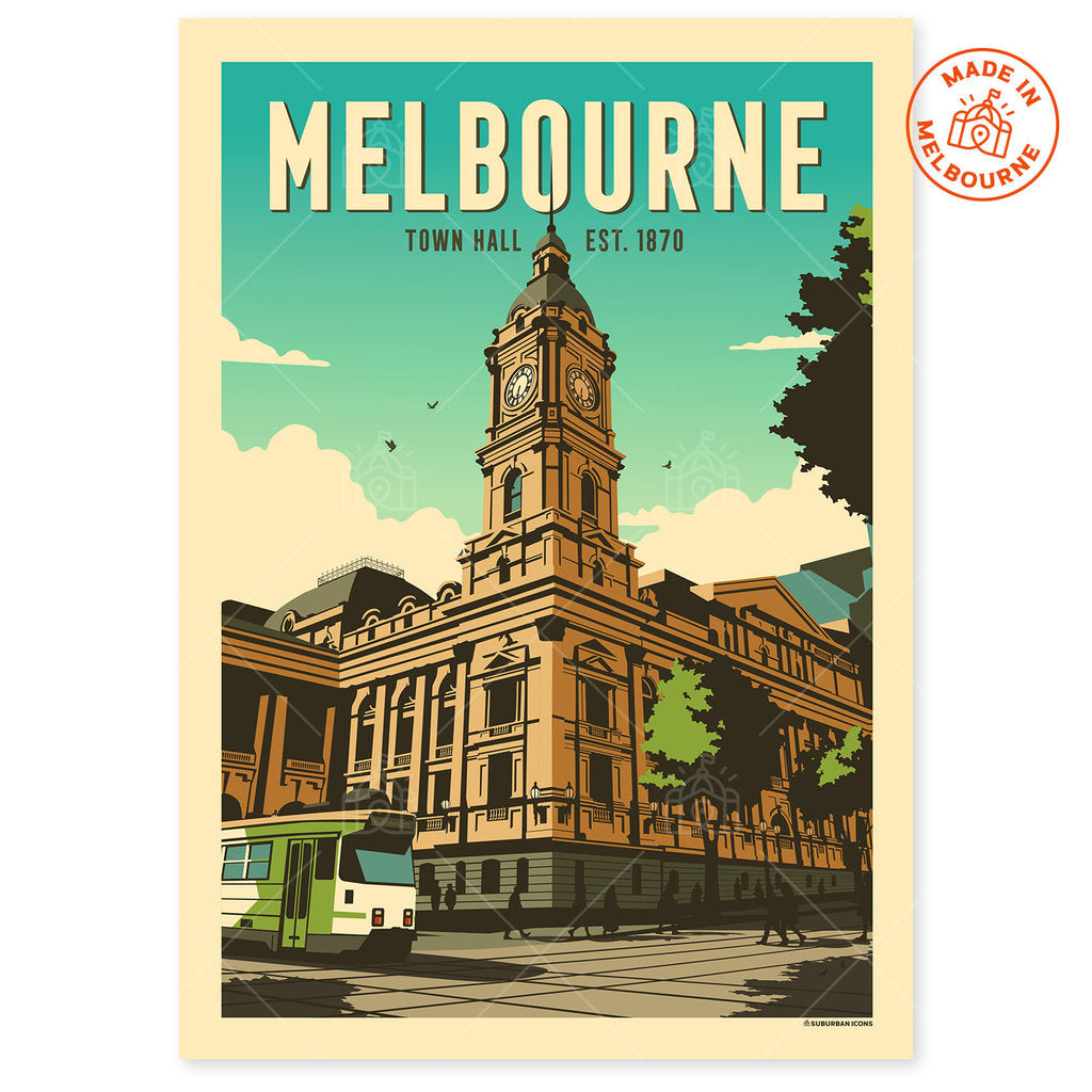 Melbourne Town Hall Suburban Icon Poster