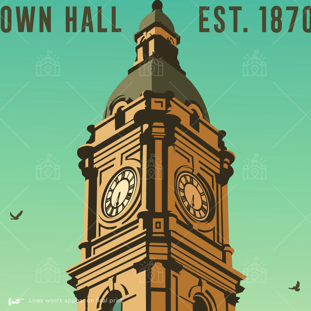 Melbourne Town Hall Suburban Icon Poster
