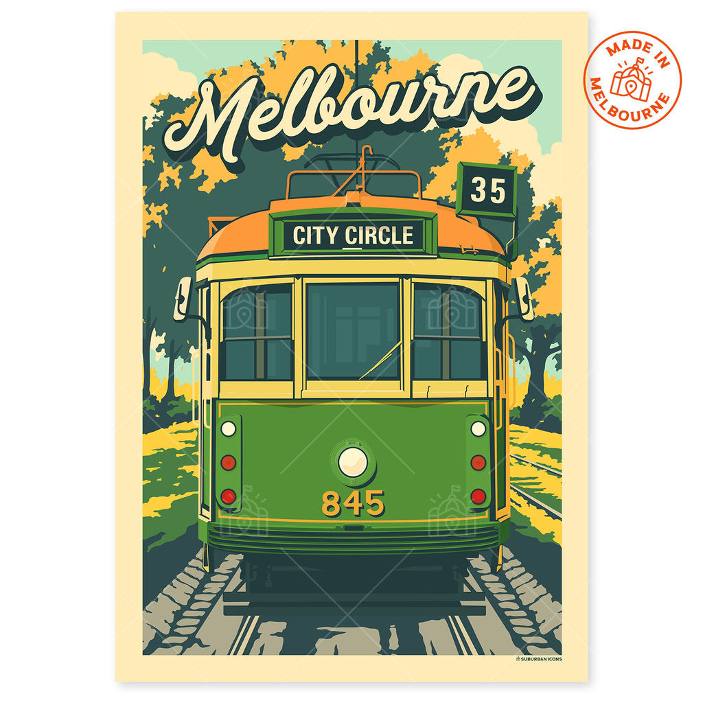 Melbourne Tram W-Class City Circle Suburban Icon Poster