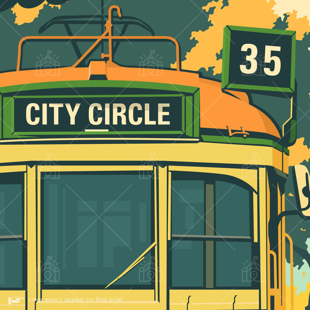 Melbourne Tram W-Class City Circle Suburban Icon Poster