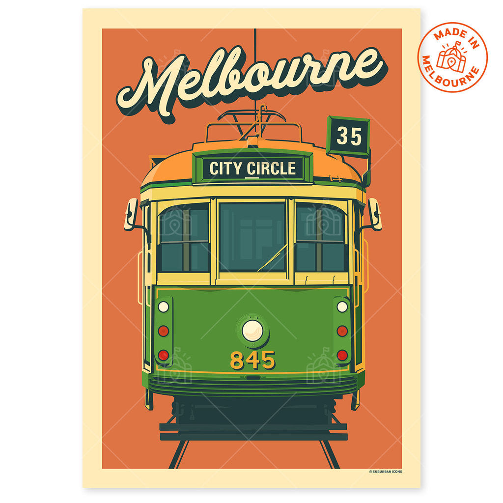 Melbourne Tram W-Class Vintage Orange Suburban Icon Poster