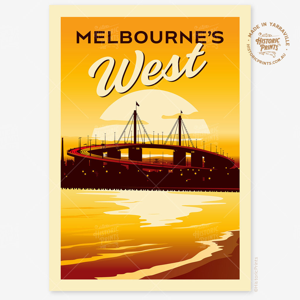 Melbourne's West Westgate Bridge Art Suburban Icon Poster